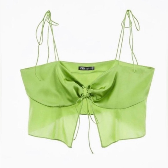 Zara Silk Blend Tie Front Top - Picture 4 of 6